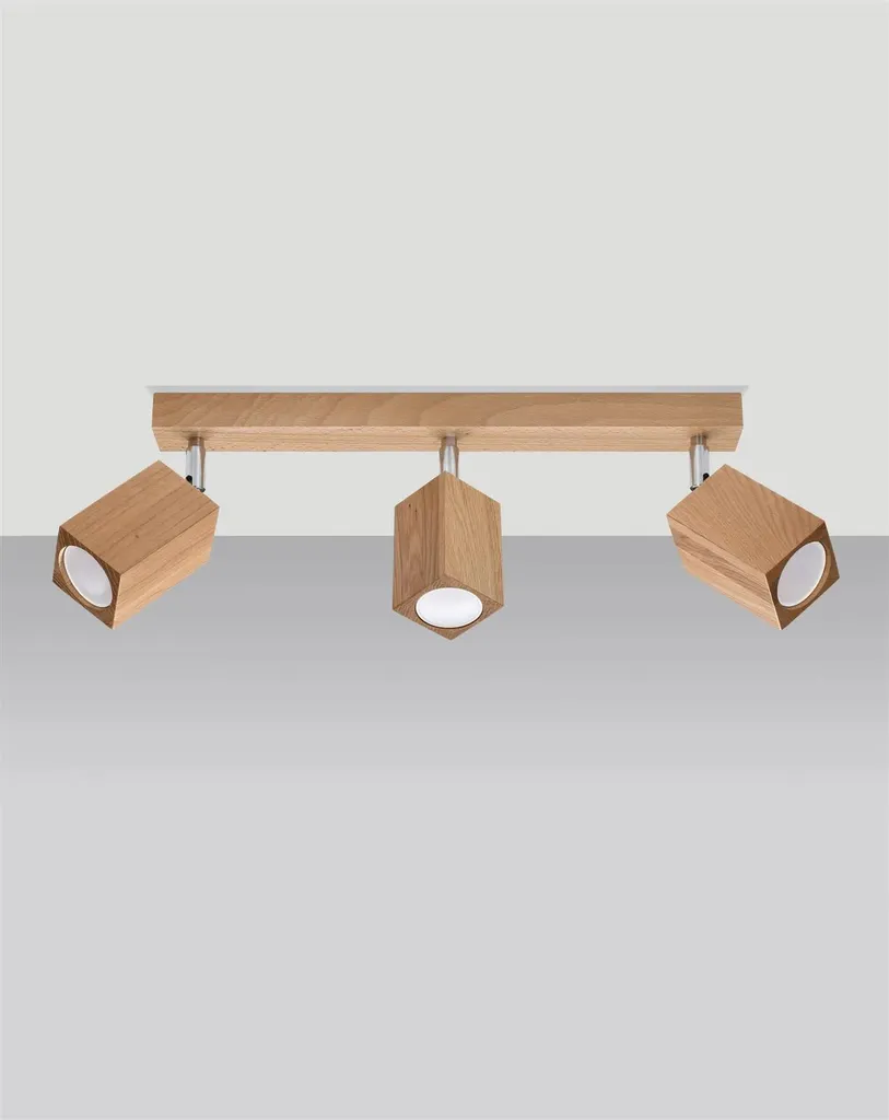 Lampada Soffitto Sollux KEKE 3 Legno Rovere 45cm 3xGU10 Qualità - 14