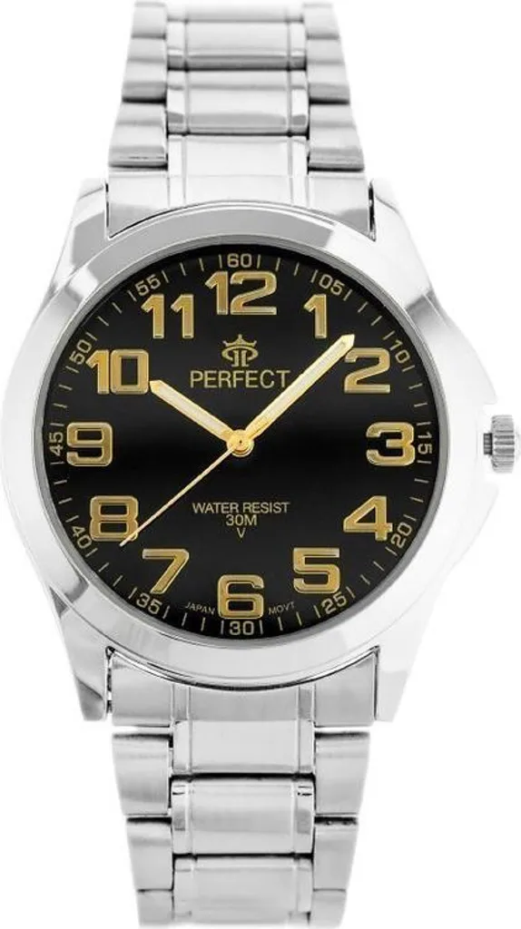 Montre Homme Perfect P012-2 Zp304C - Boîtier Acier et Bracelet Cuir Noir