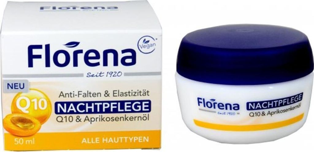 Florena Nachtpflege Q10 + Aprikosenkernöl Antifalten Creme Produktbild 