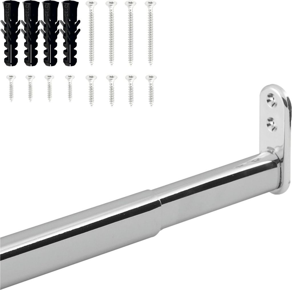 vasalat Kleiderstange ausziehbar 60-90 cm, robust & vielseitig - ausziehbare Kleiderstange, Garderobenstange bis 20kg belastbar - Schrankrohr auszi...