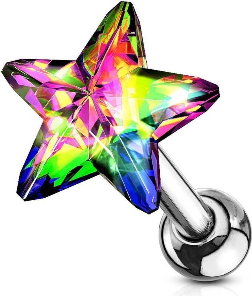 Helix & Tragus Ohr Piercing „Kristall Stern“ Vitrail Light