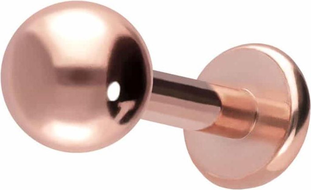 Ohrpiercing, Nasenpiercing Chirurgenstahl Labret RoséGold Stablänge: 7mm + Stabstärke: 1,6mm + Kugelgröße: 4mm