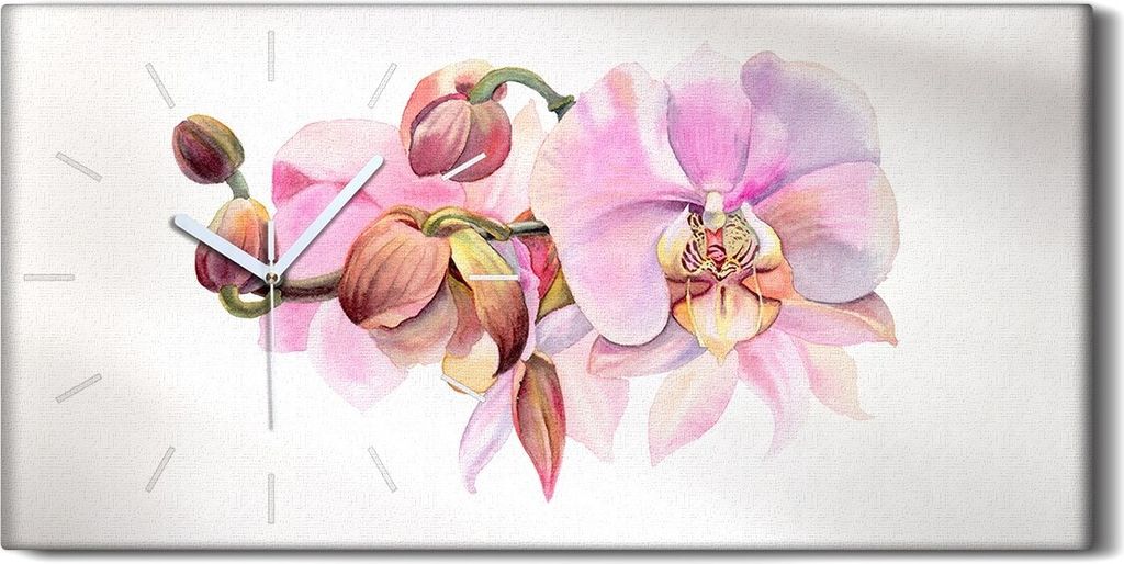 Leinwand Uhr Küche Wohnzimmer Bild 60x30 Aquarell Blumen Produktbild 
