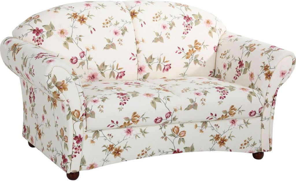 Sofa 2-Sitzer Kama Bezug Flachgewebe Buche nussbaum dunkel / weiß 21521