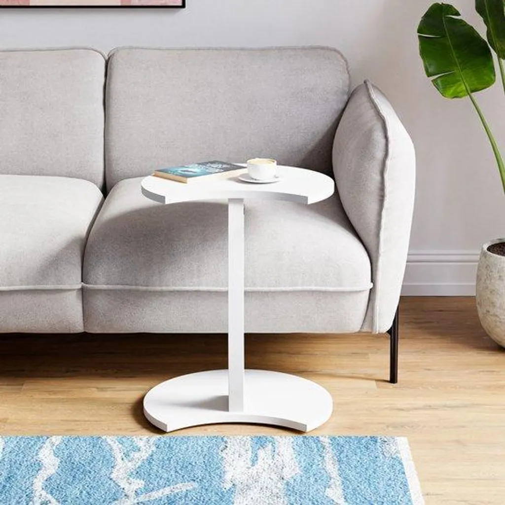 Support ordinateur portable InterGo en C, table d'appoint 45x45 cm blanc