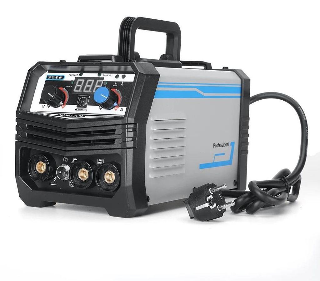 Schweißgerät MIG/MMA/TIG - MIG/MMA/TIG-180 - 220V DC - 20–120A - Edelstahl & Kohlenstoffstahl - Tragbar leicht - Schwarz