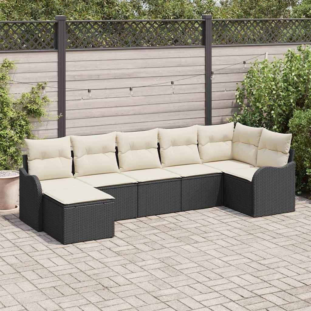 "2026 Promotion" Gartensofa-set Schwarz Poly-Rattan - Gartenmöbelset CC18793