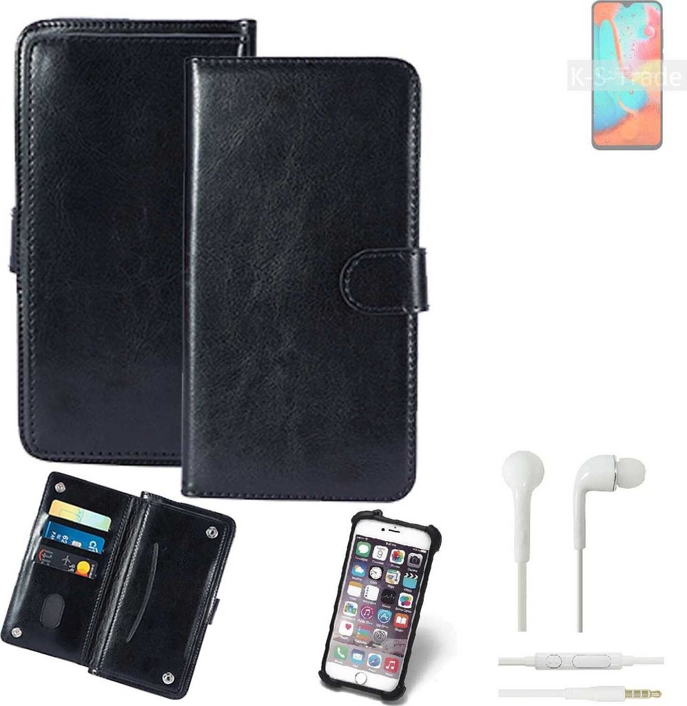 K-S-Trade 360° Hülle kompatibel mit Coolpad 26 Tibetan Peak Edition inkl. Headphones schwarz Kunstleder Case BookCase WalletCase