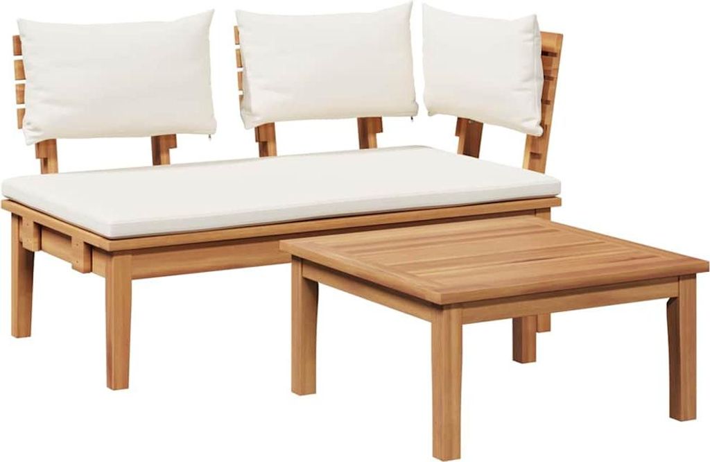 SYFAX Gartenbank 2 pcs Braun Massivholz Teak