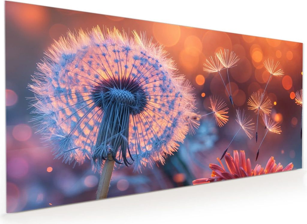 Küchenrückwand Spritzschutz Glas mit Motiv Pusteblumenglühen 40 x 40 cm