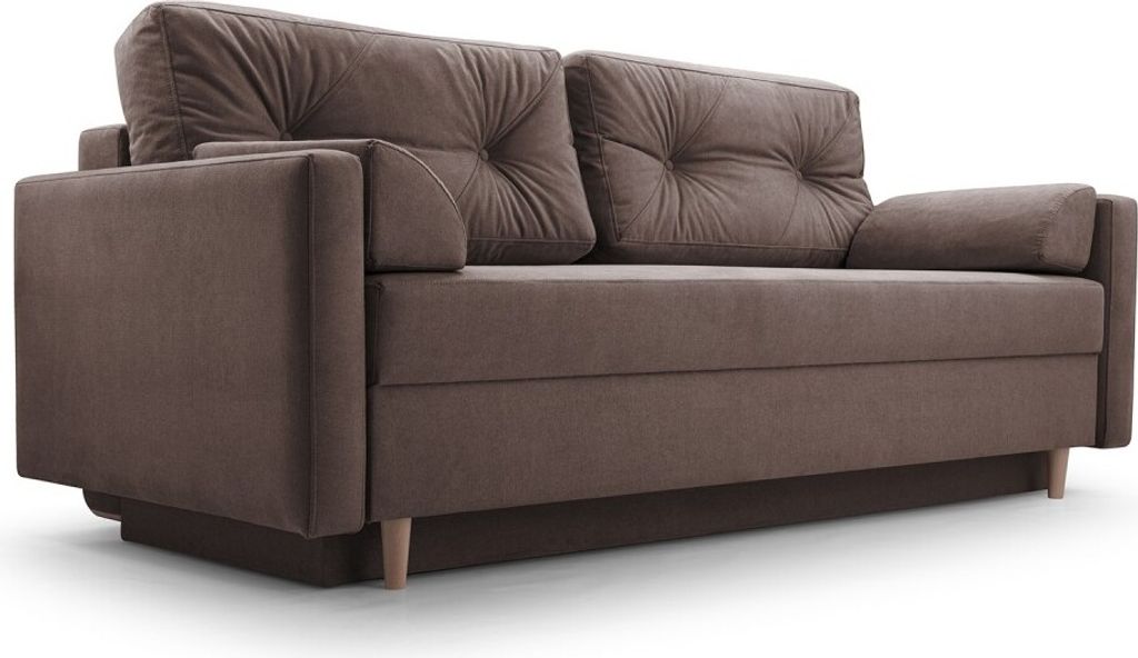 Klassisches Sofa im skandinavischen Stil, dekorative Kissen, hoher Komfort, Schlafsofa mit Bettkasten, Schlafsofa mit Schlaffunktion. - Sofa MEMORI...