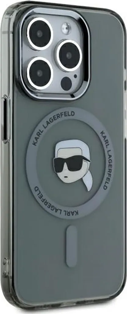Karl Lagerfeld Klhmp15Lhlskik Custodia rigida per Iphone 15 Pro 6.1 Czarny/Nero Iml Metallo Karl Head Magsafe