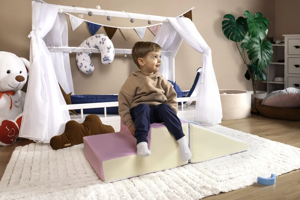 Mini toboggan mousse 2 blocs blancs : modulable, sécurisé et lavable - 3