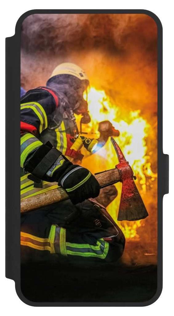 NIVOCASE Klapphülle für Samsung Galaxy A36 5G Handyhülle aus Kunst Leder NIVOflip schwarz Feuer Feuerwehr Lebensretter