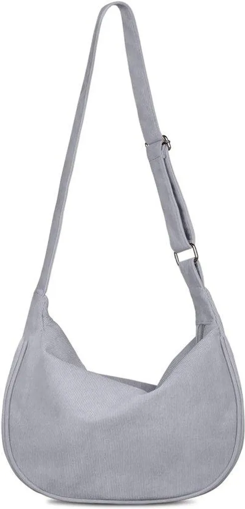 Sac à bandoulière femme en velours côtelé beige avec sangle réglable