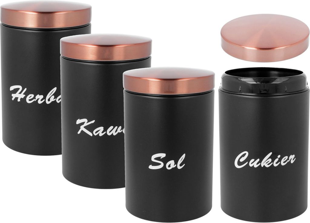 Pebble & Stem Metall-Dosen Set (4-tlg.) – Luftdicht, Für Mehl, Zucker, Kaffee