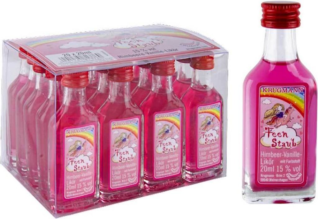 Krugmann 20 x Feen Staub | Himbeer-Vanille Likör Mini 15% Vol á 20 ml