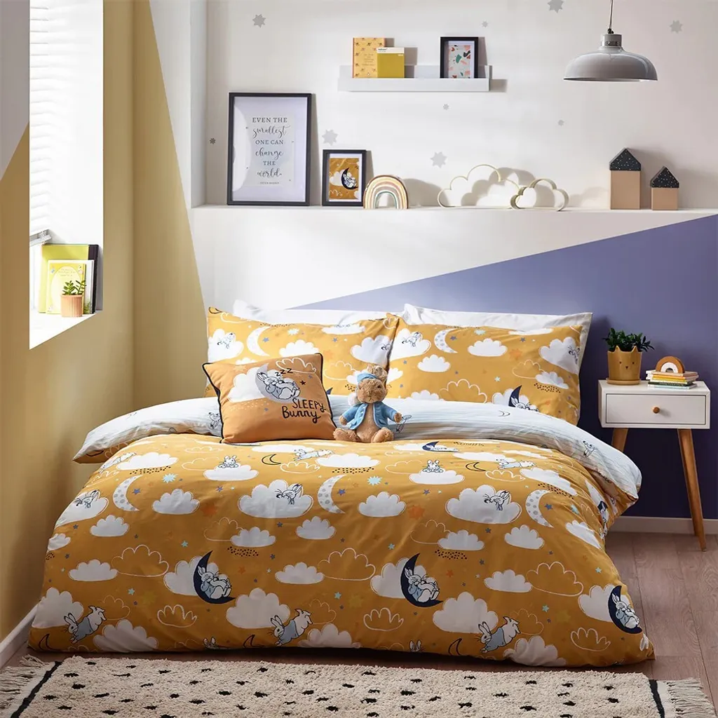 Parure lit double Peter Rabbit Sleepy Head RV2882 réversible coloris ocre