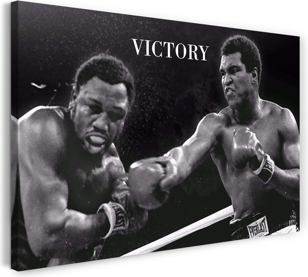 Leinwandbild (80x60cm): Muhammad Ali Victory Kult-Kampf Box-Legende Star fight, echter Holz-Keilrahmen inkl. Aufhänger, handgefertigt in Deutschland