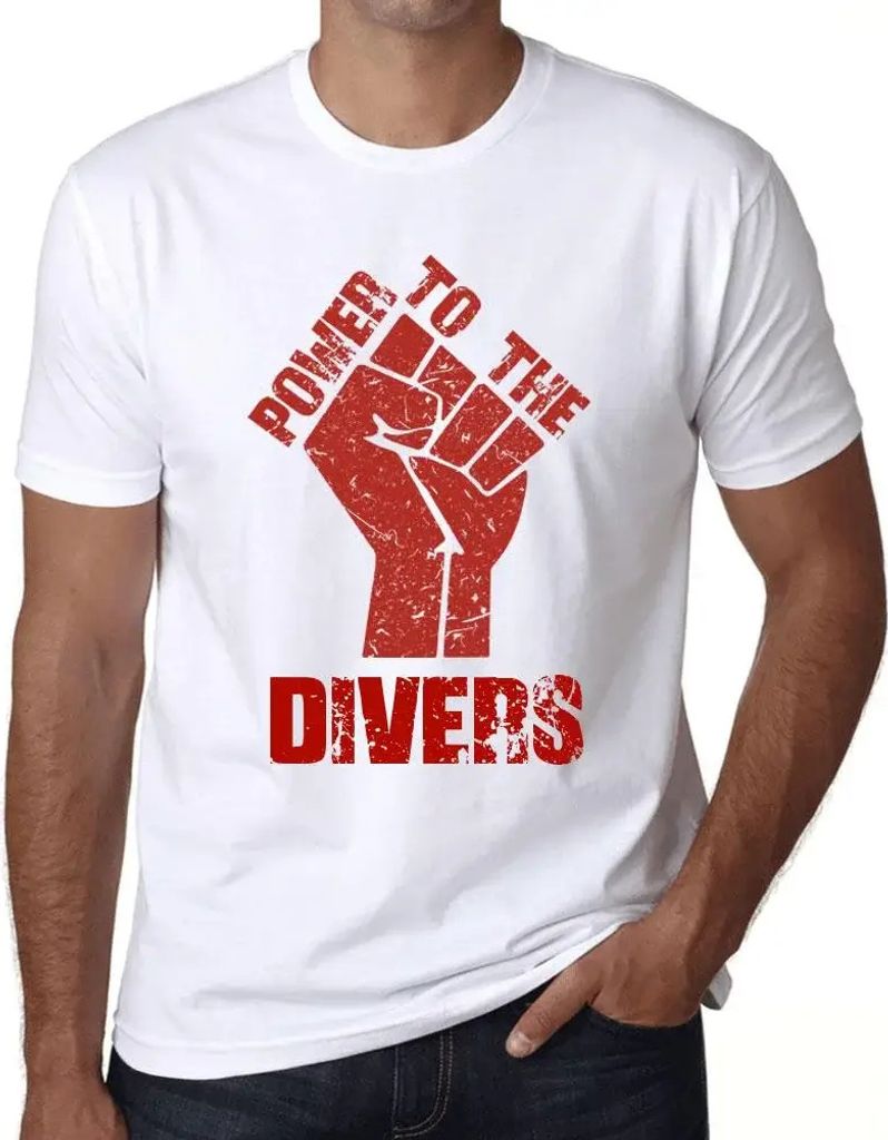Herren Grafik T-Shirt Macht den Tauchern – Power To The Divers – Öko-Verantwortlich Vintage Jahrgang Kurzarm Lustige Druck Geburtstag Geschenk...