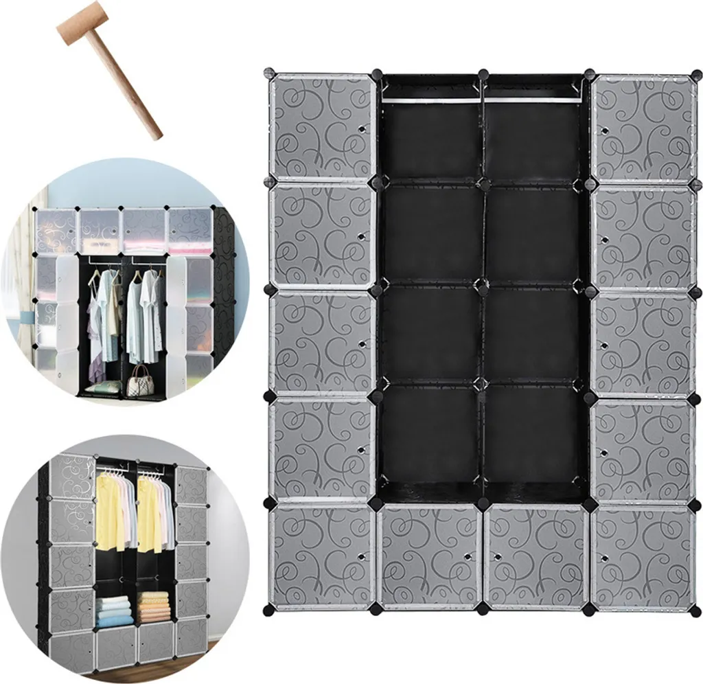 Yakimz Scaffale a Innesto 20 Moduli: Guardaroba Fai-da-Te Salvaspazio