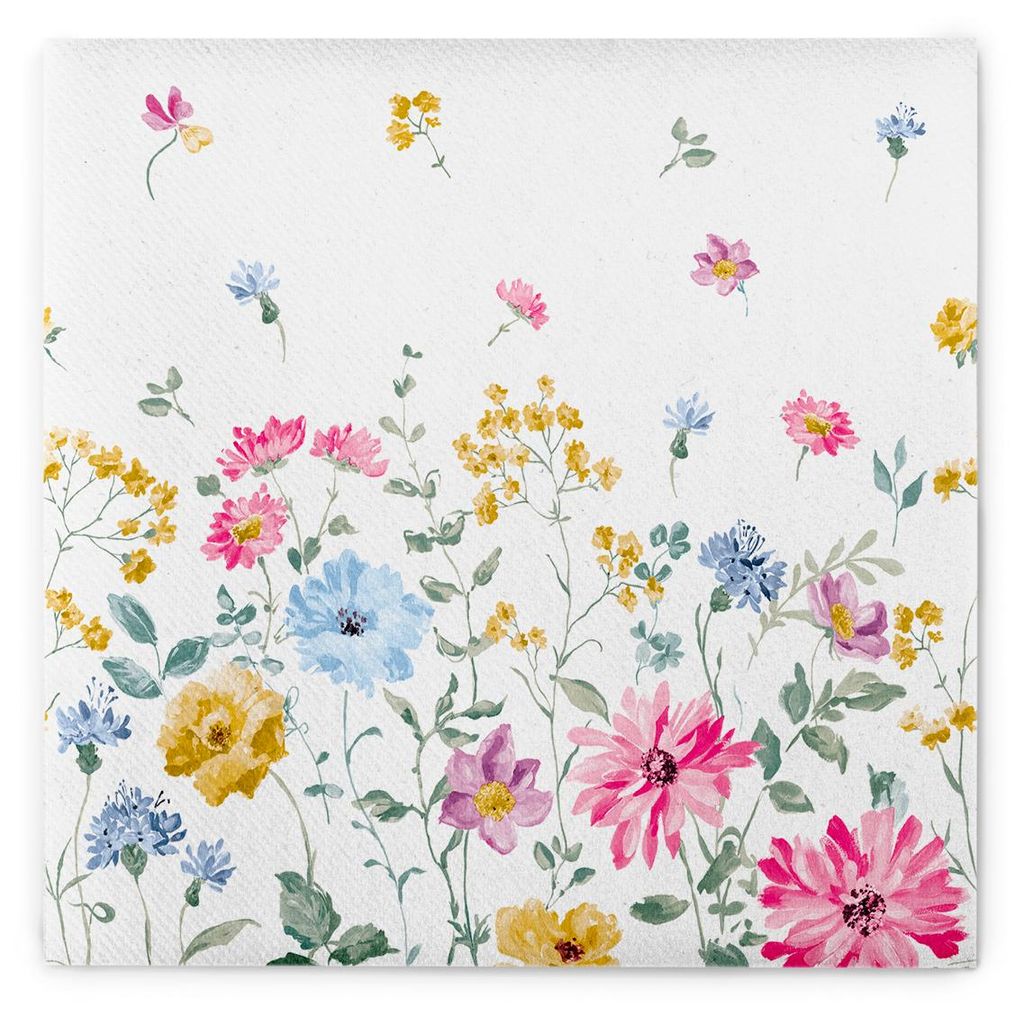 MANK Serviette Meggi aus Linclass Airlaid, 40 x 40 cm, 1/4 Falz, 50 Stück - Floral Blumenwiese