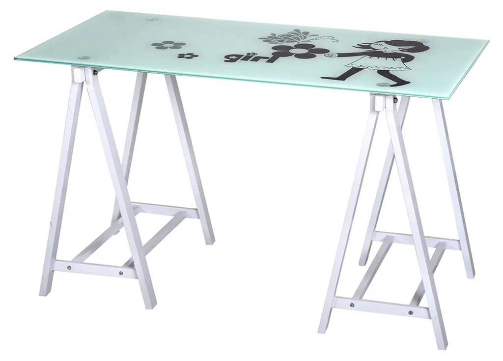 Bureau d'ordinateur pour fille rose Lily avec tiroirs de rangement