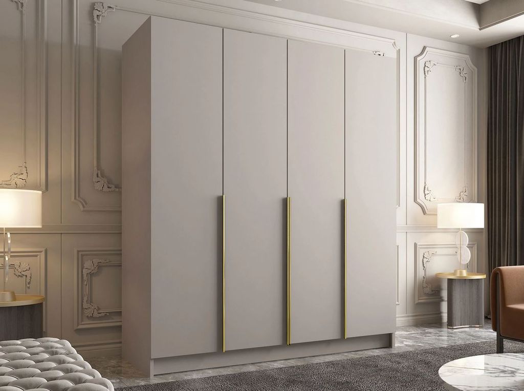 Velká šatní skříň 200 cm TOSIA 1 - kašmír / zlatá Obrázek produktu 