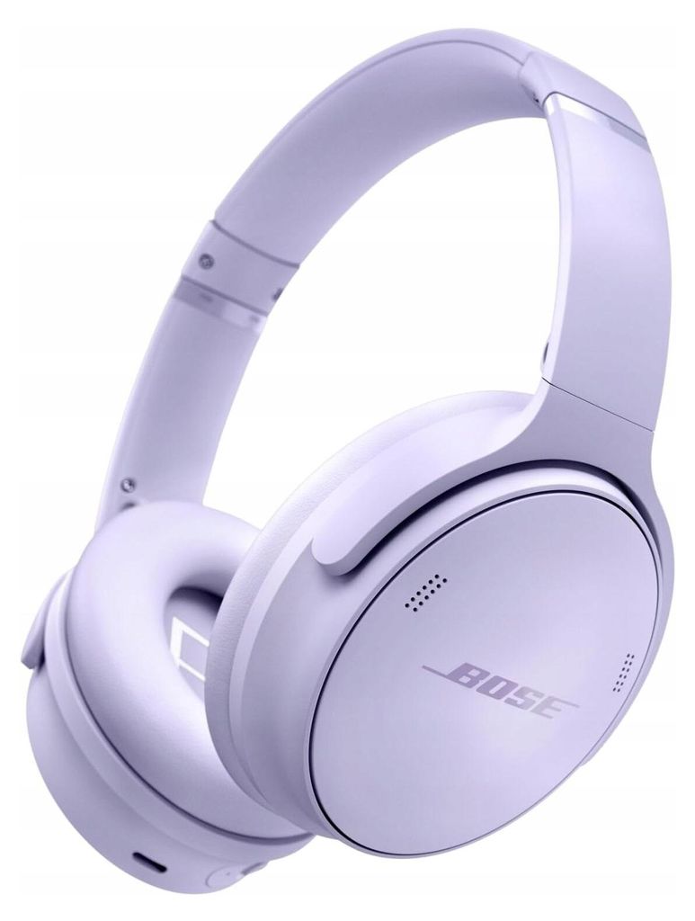 A close-up studio shot of a pair of purple Bose headphones against a white background.