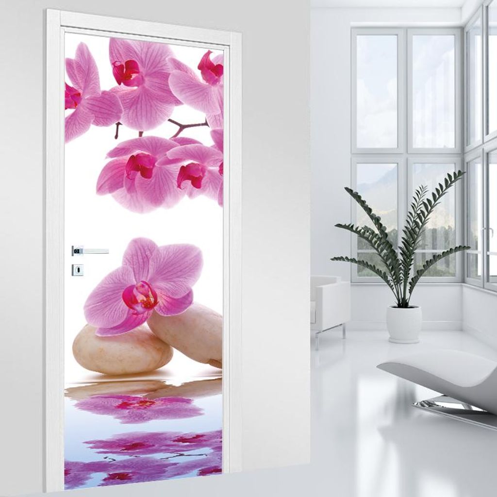 Türaufkleber – Lumaléa – Orchidee – MAT-Kleber – Breite 93 x H?he 205 cm