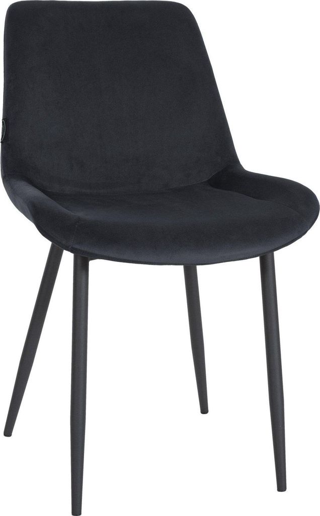 SAMT Esszimmerstuhl – Samtsitz – Hoher Sitzkomfort – Mattschwarzes Metallgestell | Farbe: Schwarz