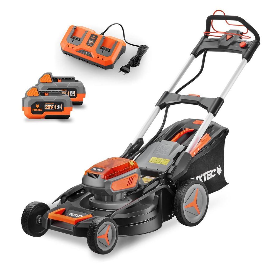FUXTEC 40V Akku Rasenmäher FX-E2RM51SET - 51cm Schnittbreite | 37,8Kg | 2x20V |E-Start |50L Fangkorb | 3-9cm Schnitthöhe | 120min Ladezeit