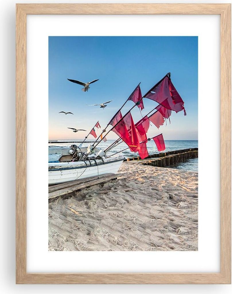 Gerahmtes Poster - Rahmen in heller Eiche - £ódŸ Küste Produktbild 