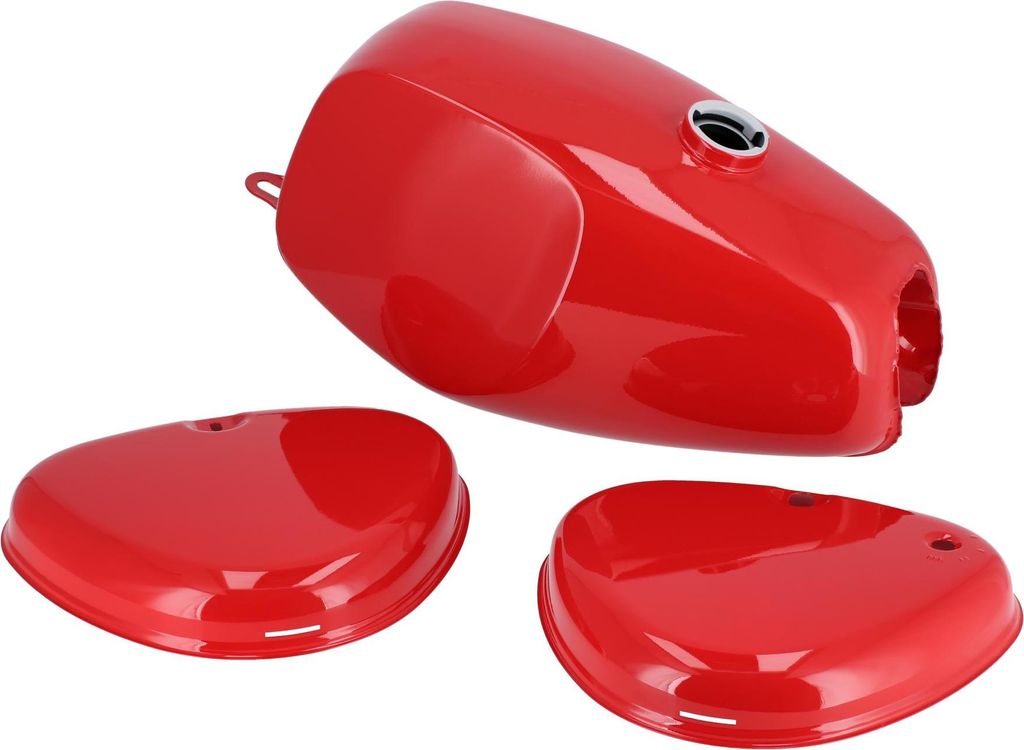 Set: Büffeltank + Seitendeckel, Rot RAL 3002 - für Simson S50