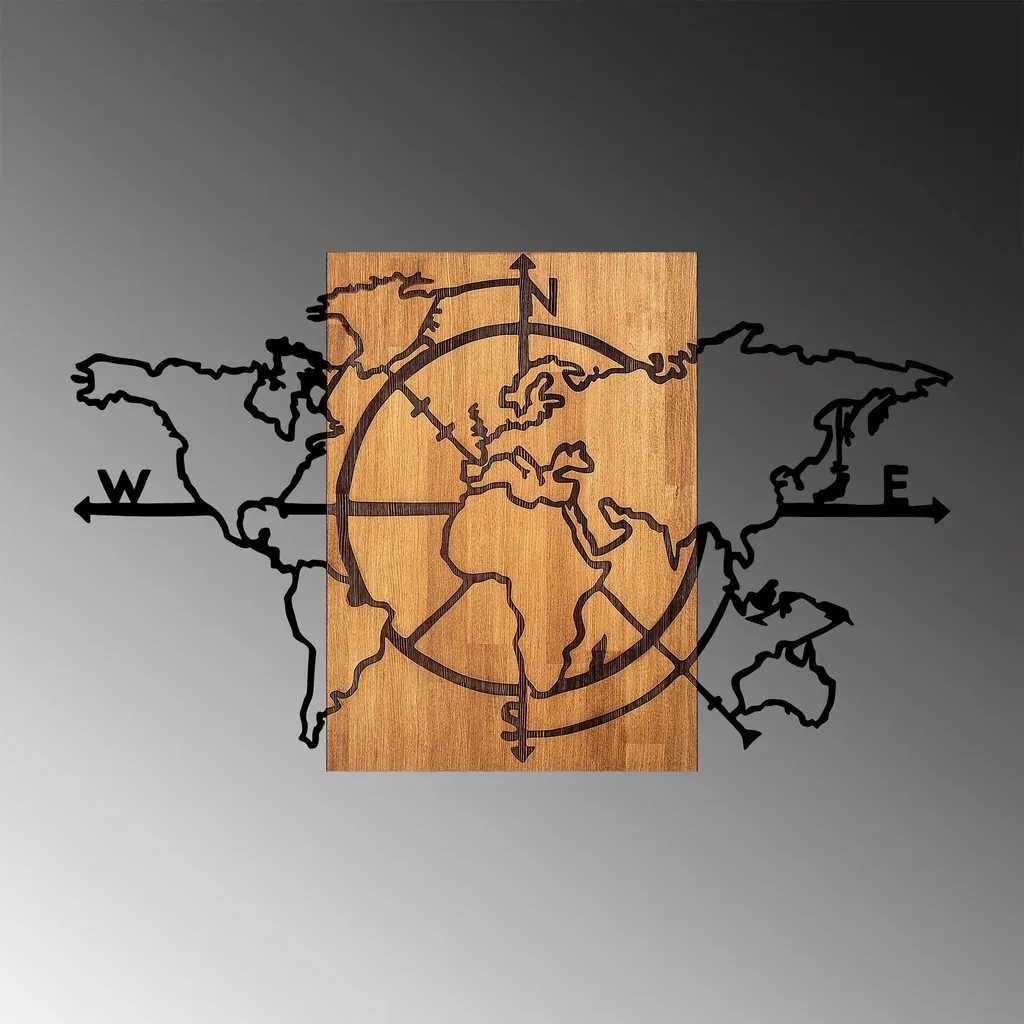 Habiller un Mur Vide : Mappemonde Métal Noir Wallity Largeur 118 cm - 5