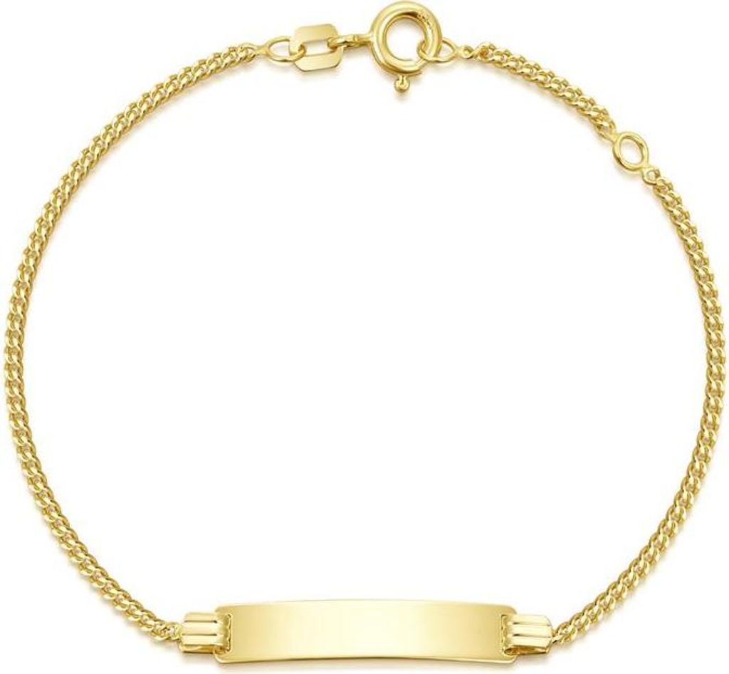 SILBERKETTEN STORE Kinder-Gravurarmband Panzer 1,8 - 333 Gelbgold, Länge wählbar - 14cm