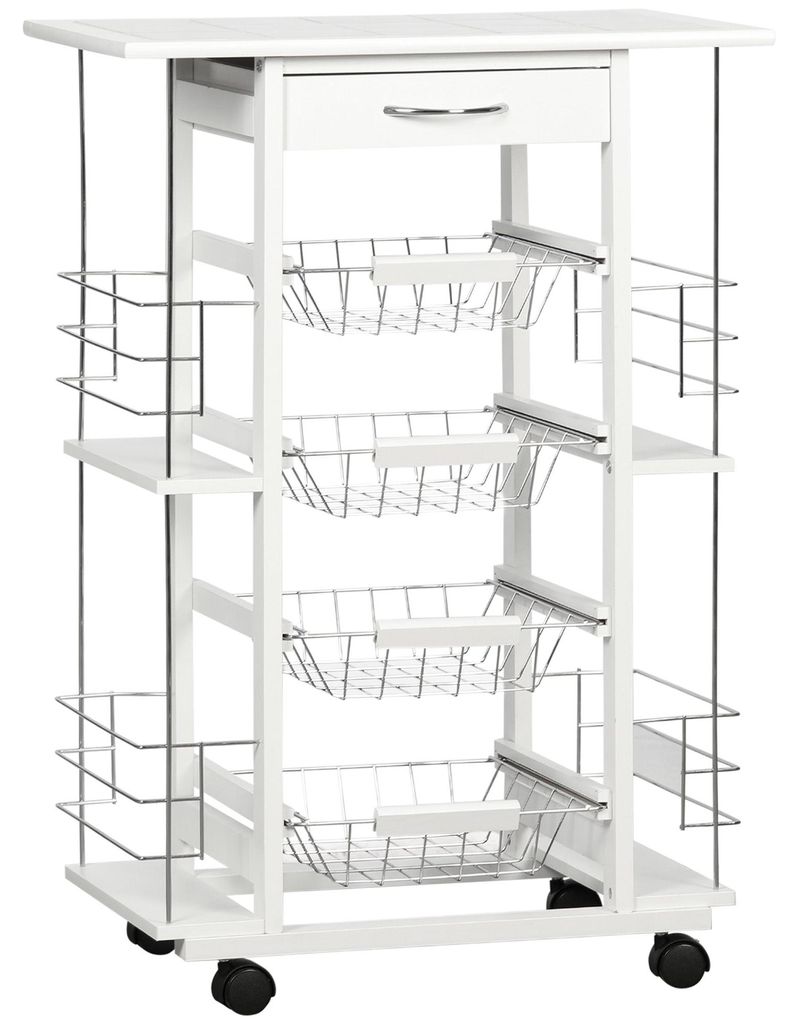 Carrello da Cucina con Ripiani e Cassetto Piano di Lavoro Immagine del prodotto 