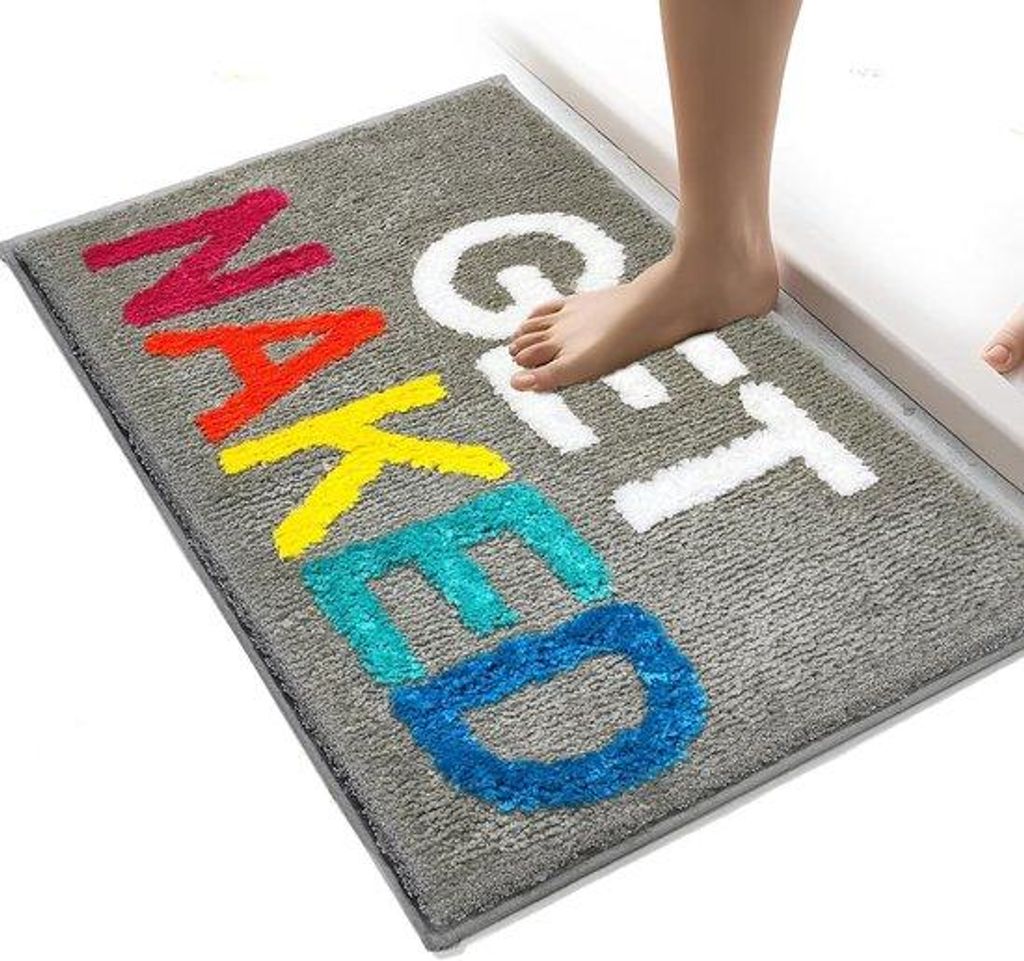 Nackte Badmat, antislip, wasserdampfdurchlässige Badmat, weiches Mikrofasertuch, maschinell waschbar, 40 x 60 cm (hellgrau)