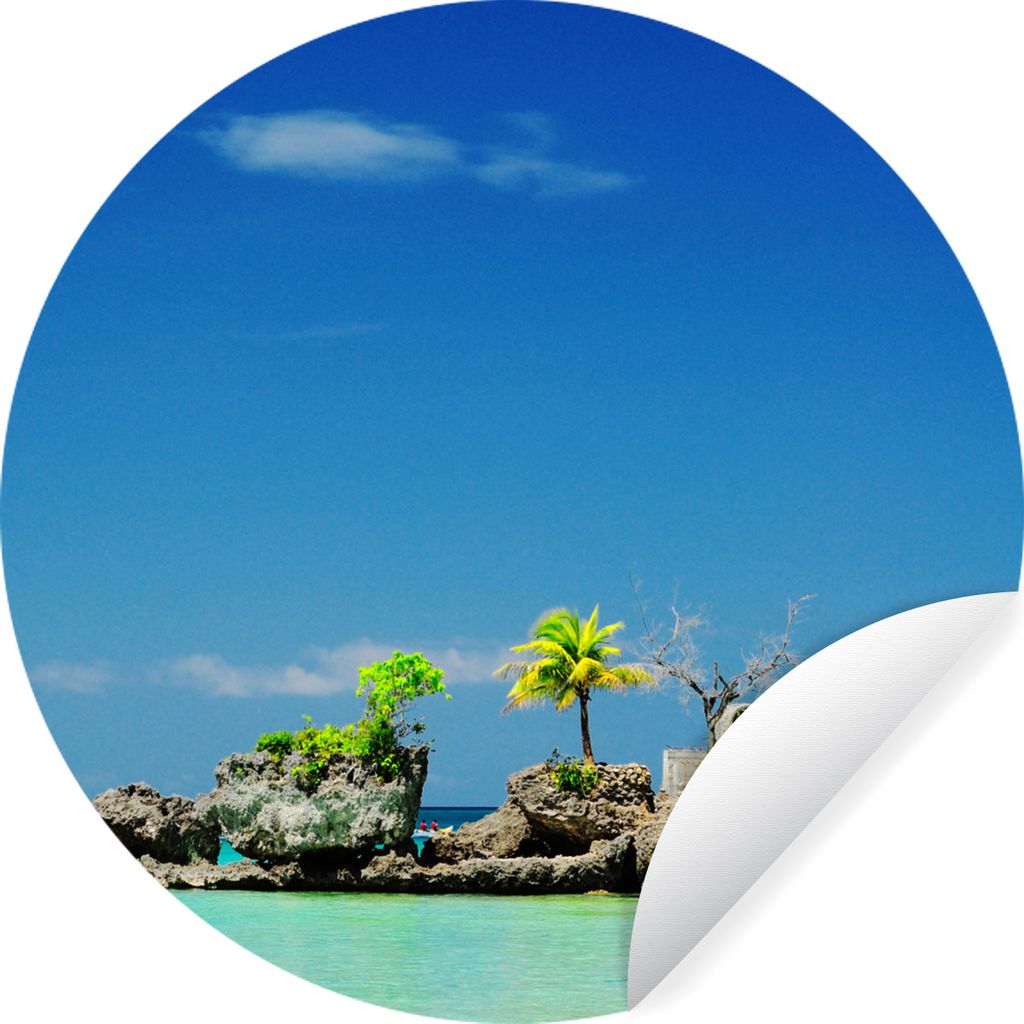 MuchoWow Runde Wandtattoo - Wandsticker Tapete Aufkleber Klares blaues Wasser vor der Insel Boracay Ø 30 cm Selbstklebend und Repositionierbar -...
