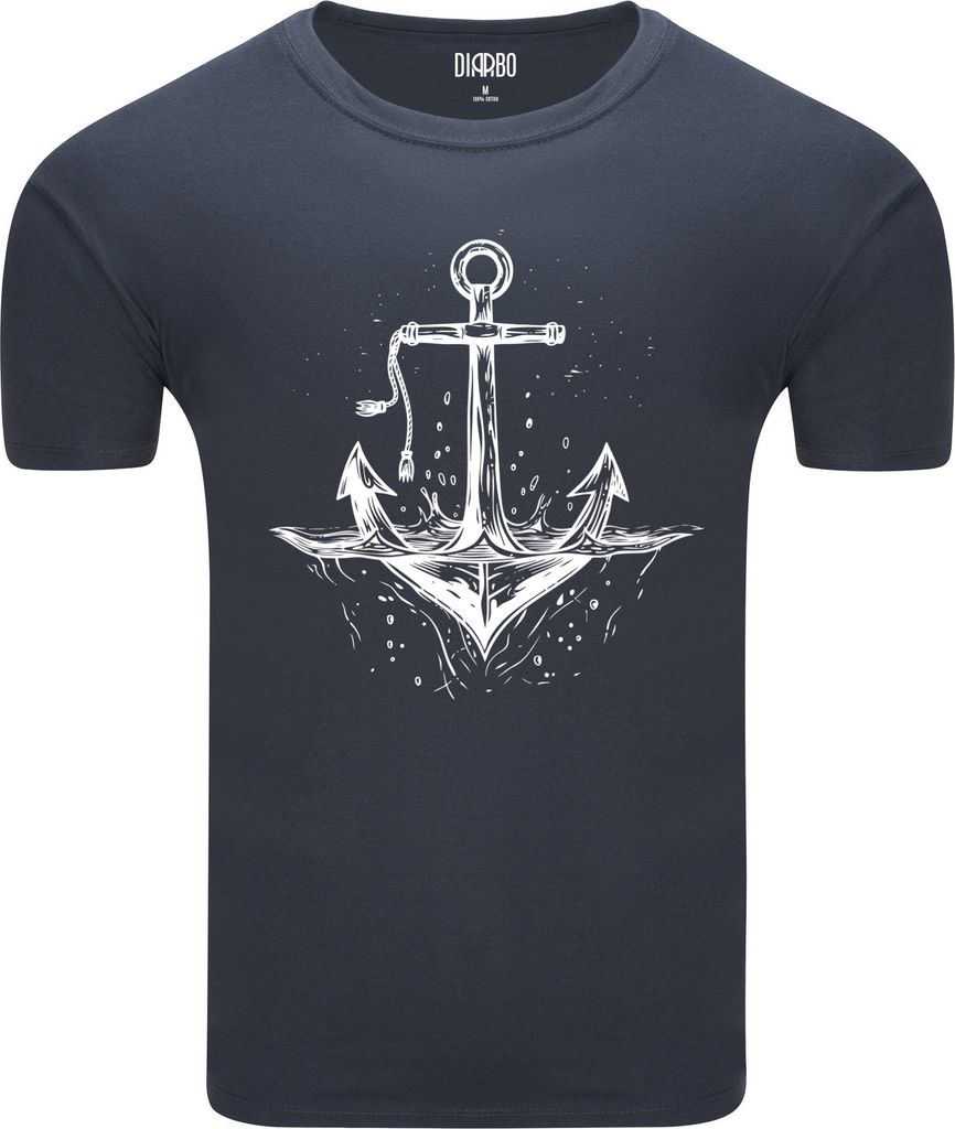 Diarbo Herren T-Shirt mit klassischem Druck Anker Trifft Auf Wasser Dunkelgrau Gr.XXL