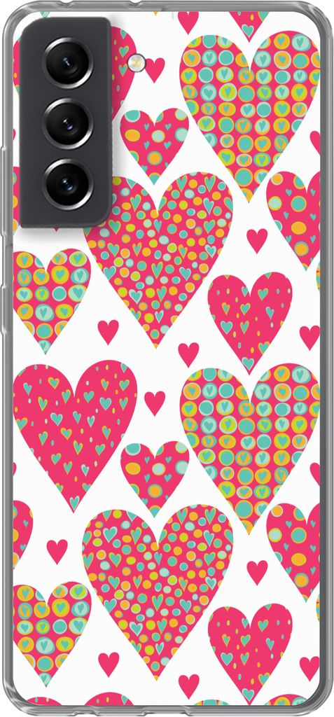 MuchoWow Handyhülle Schutzhülle Hülle für Telefoonhoesje Samsung Galaxy S21 FE Mädchen - Herz - Liebe - Muster - Mädchen - Kinder - Kinder ...