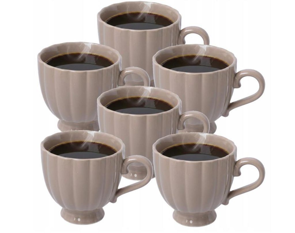Zestaw 6 filiżanek do kawy w kolorze beżowym, 250 ml – Zdjęcie produktu 