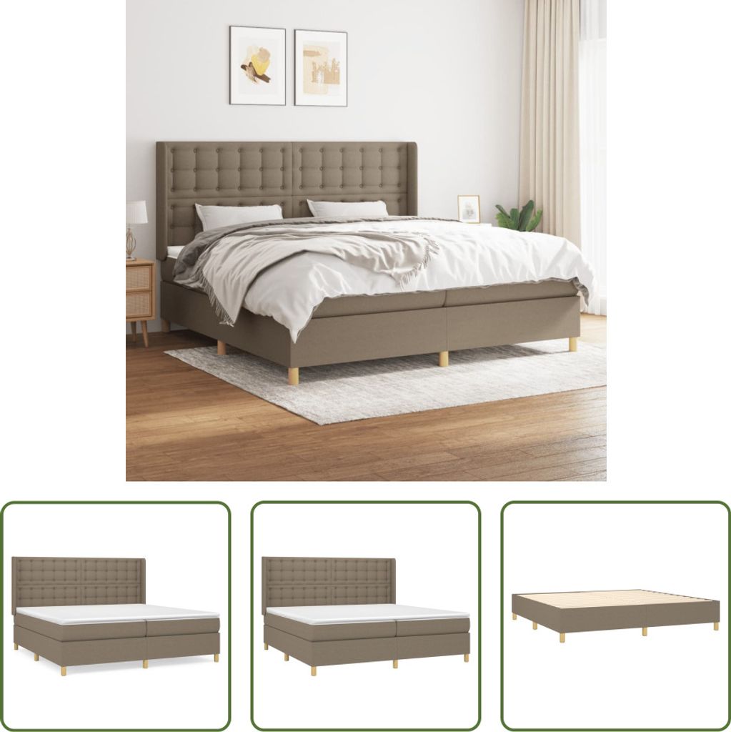 The Living Store Boxspringbett mit Matratze Taupe 200x200 cm Stoff