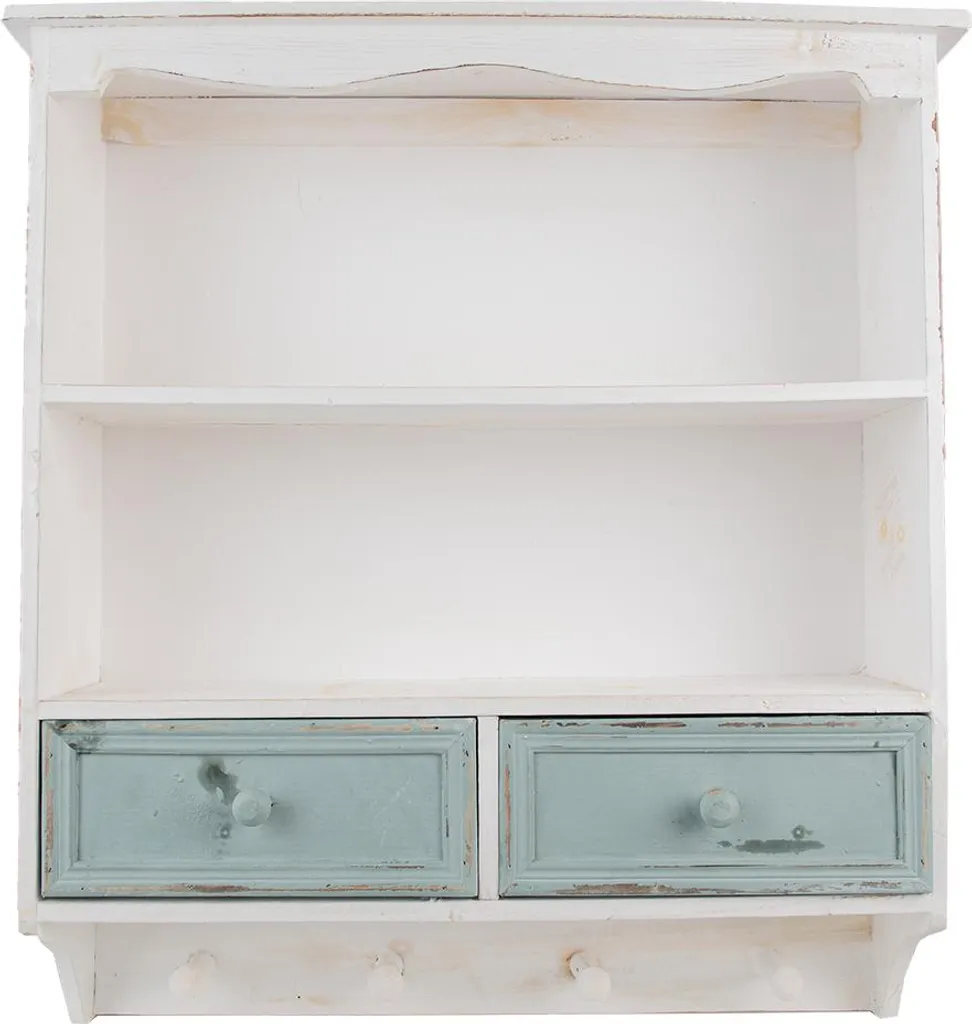 Scaffale Parete Legno Bianco 56x13x60 cm Clayre & Eef Design