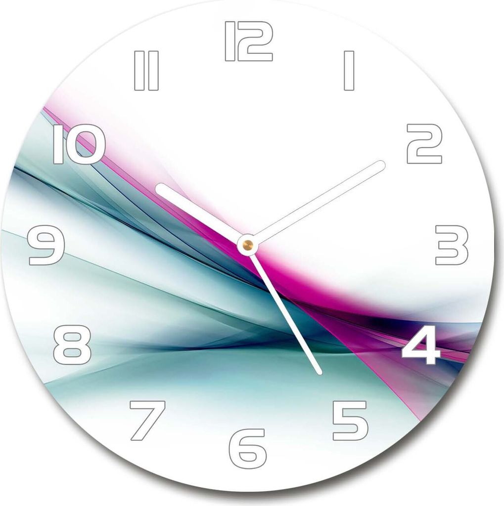 Wanduhr aus Glas 30fi Glasbild Glasuhr Gehärtetes Glas - weisse-zeiger - Waves abstraction