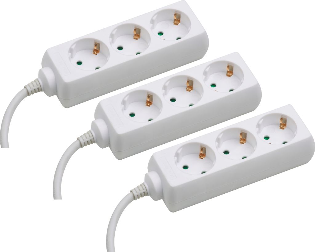 Meister Steckdosenleiste 3-fach 3er Set 3 m Kabel weiß Produktbild 