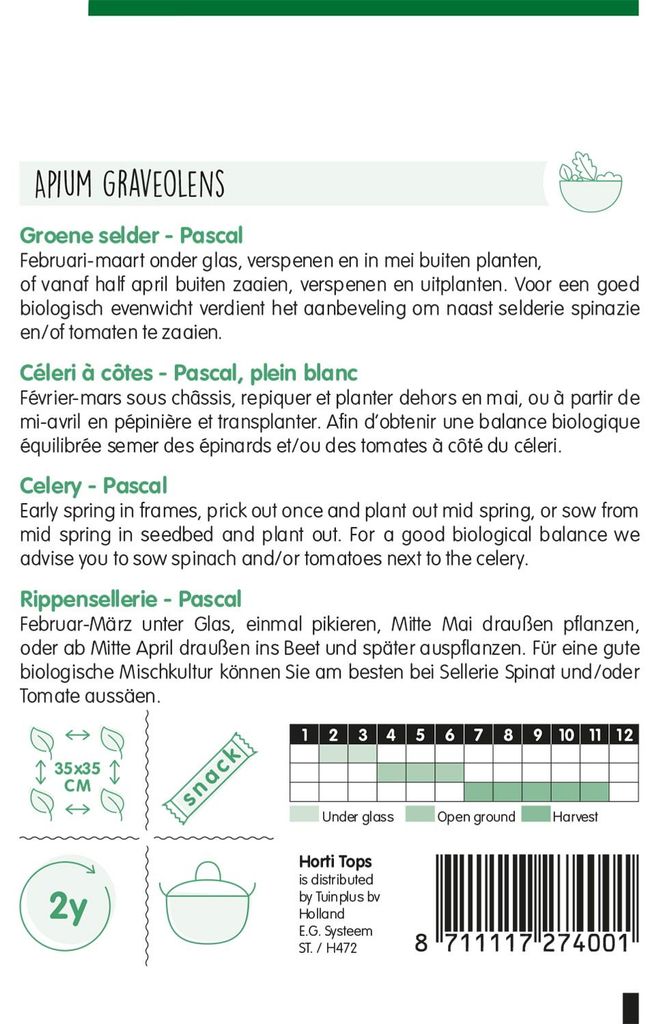 Rippensellerie Pascal | Stangenselleriesamen von Hortitops