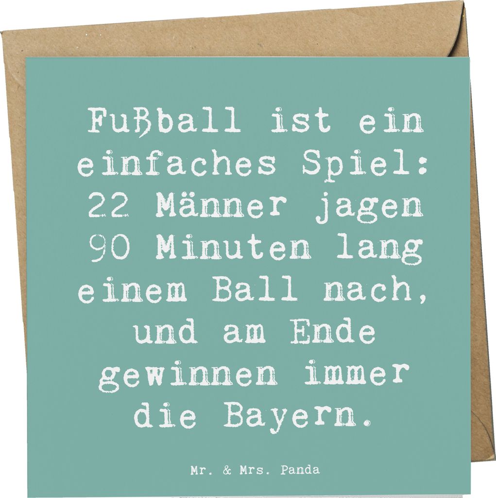 Mr. & Mrs. Panda Deluxe Karte Spruch Fußball Bayern - Meeresbrise - Geschenk, Sportler, Ballspiel, Sportart, Teamsport, Glückwunschkarte, Tor, Em...