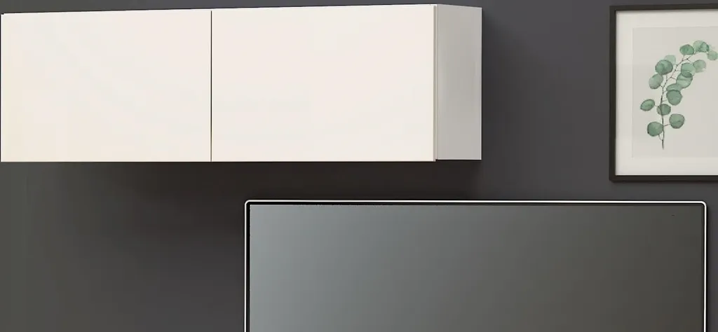Armoire Murale Salon Mister Blanc Laqué pour Rangement Discret