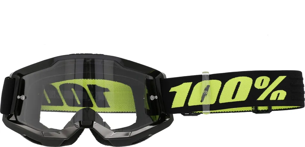 Masque Moto 100% Strata 2 Jaune - Écran Anti-Buée et Confort Double Mousse